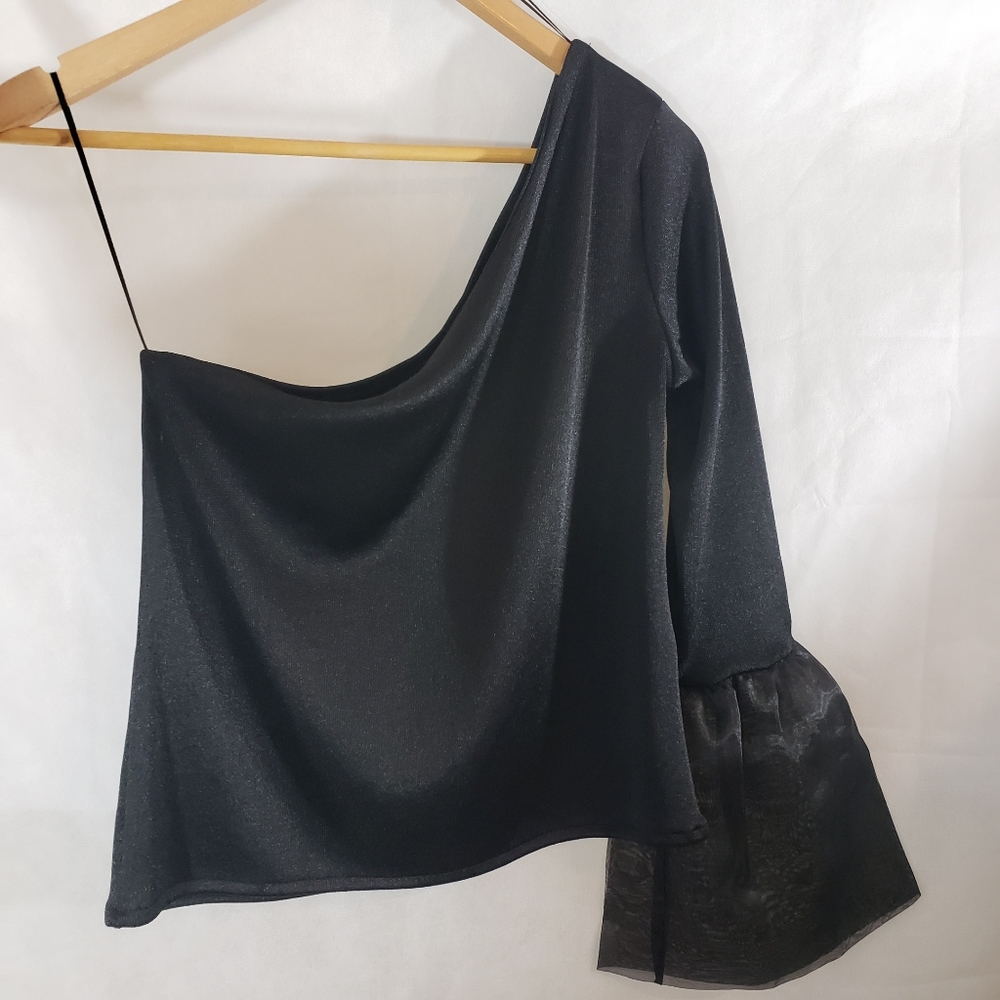 Zara One Shoulder Bell Sleeve Blouse - Picture 1 of 6